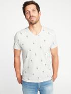 Soft-washed Printed V-neck Tee For Men