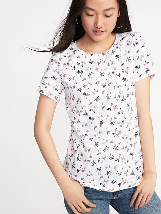 Old Navy Womens Everywear Printed Slub-knit Tee For Women Palm Tree Size L