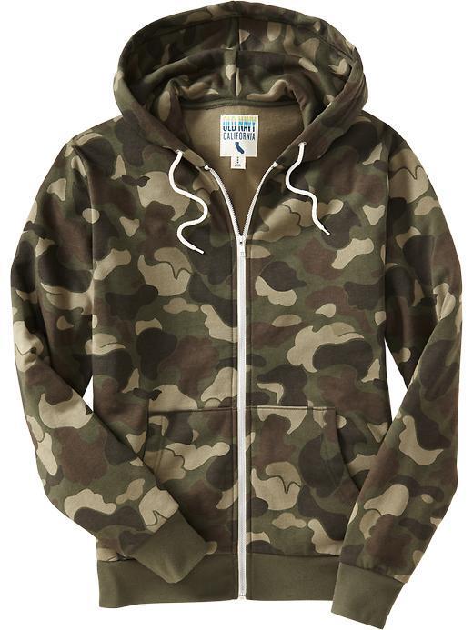 Old Navy Mens Zip Front Hoodies - Green Camo