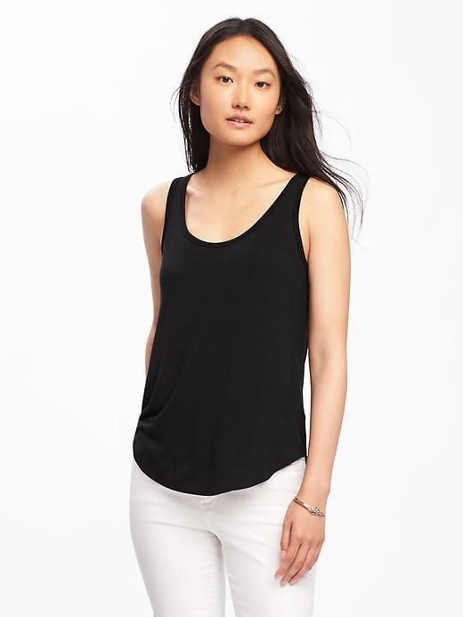 Old Navy Womens Luxe Curved-hem Tank For Women Black Size Xs