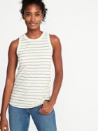 Old Navy Womens Slim-fit High-neck Sleeveless Tee For Women Crme Stripe Size Xxl