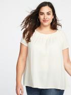 Old Navy Womens Plus-size Smocked-neck Top Creme De La Creme Size 1x