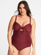 Old Navy Womens Smooth & Slim Plus-size Underwire Swimsuit Golly Gee Garnet Size 3x