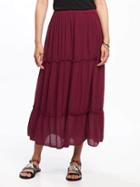 Old Navy Tiered Crinkle Gauze Maxi Skirt For Women - Gosh Garnet