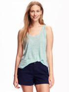 Old Navy Relaxed Curve Hem Linen Tank For Women - Above The Clouds