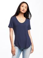 Old Navy Womens Luxe Curved-hem Tee For Women Lost At Sea Navy Size M