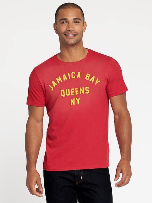 Old Navy Soft Washed Nyc Graphic Tee For Men - Washed Dark Red