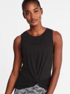 Old Navy Womens Lightweight Cropped Knot-hem Tank For Women Black Size Xl