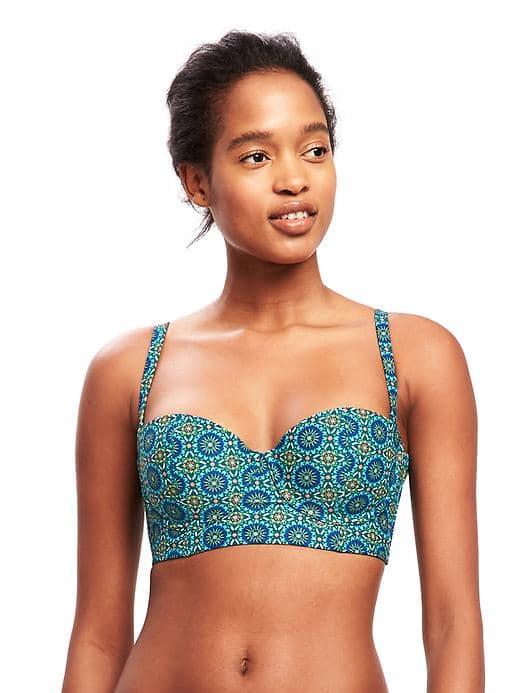 Old Navy Underwire Long Line Balconette Bikini Top For Women - Tiled Green
