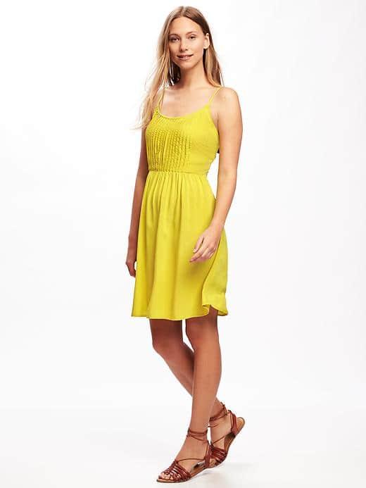Old Navy Fit & Flare Pintuck Dress For Women - Out On A Lime
