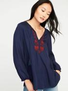Old Navy Embroidered Tassel Tie Tunic For Women - Lost At Sea Navy