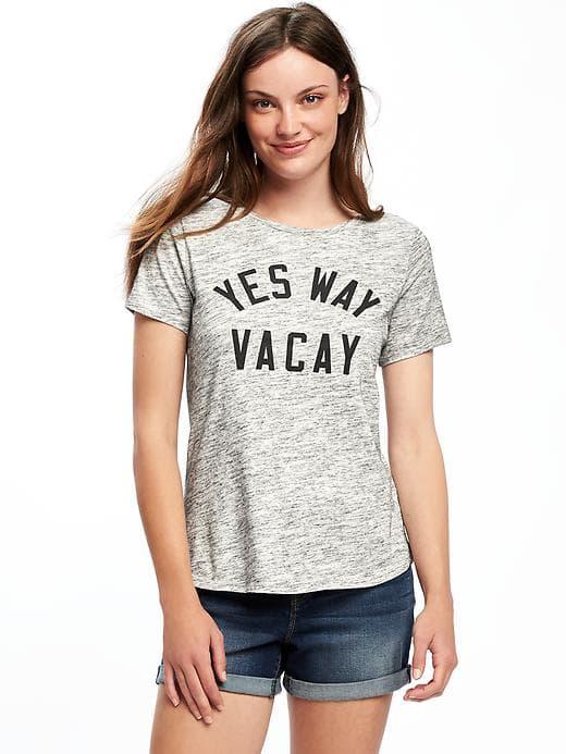 Old Navy Relaxed Graphic Curved Hem Tee For Women - Heather Gray