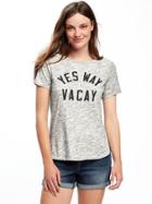 Old Navy Relaxed Graphic Curved Hem Tee For Women - Heather Gray