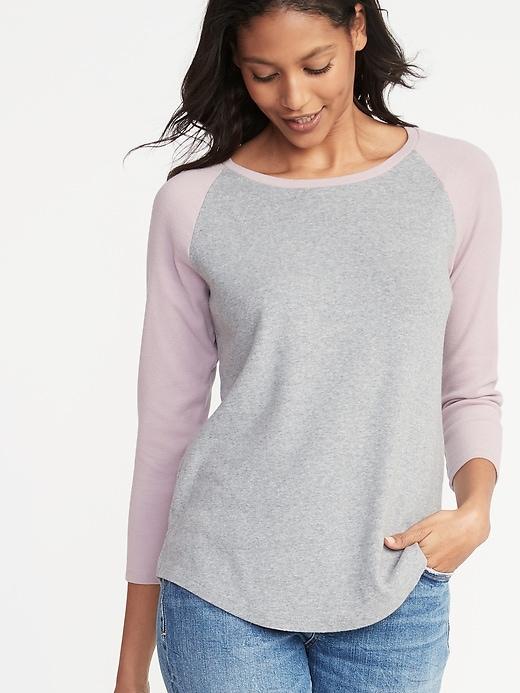 Old Navy Womens Relaxed Rib-knit Raglan-sleeve Tee For Women Lavender Haven Size S
