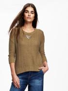 Old Navy Hi Lo Open Knit Sweater - Tuscan Olive