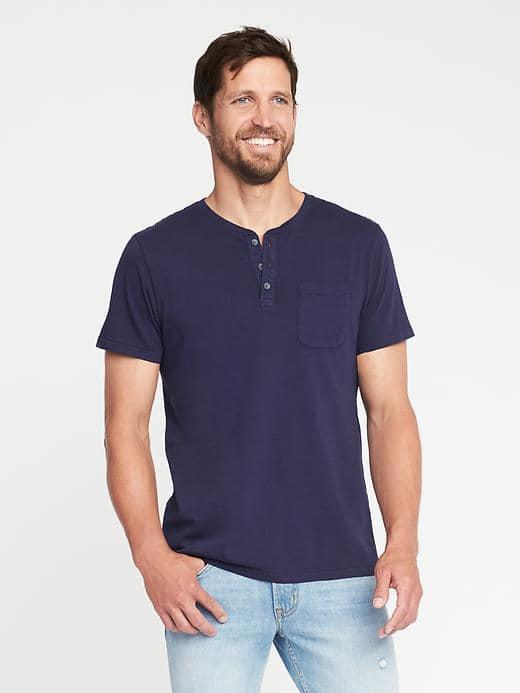 Old Navy Garment Dyed Jersey Henley For Men - The High Seas