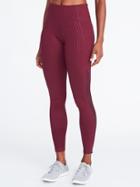 Old Navy Womens High-rise Mesh-trim Compression Pocket Leggings For Women Wine Tonal Size L