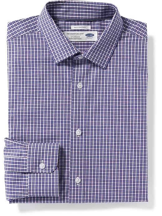 Old Navy Slim Fit Built In Flex Signature Non Iron Shirt For Men - Sea Anemone