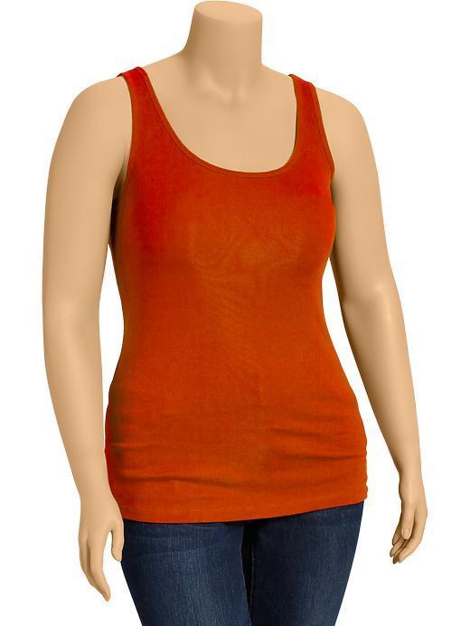 Old Navy Womens Plus Perfect Rib Knit Tanks - Darling Clementine
