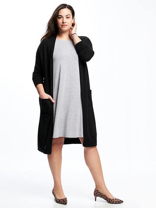 Old Navy Relaxed Plus Long Extra Long Cardi - Black