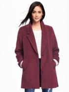 Old Navy Wool Blend Everyday Coat For Women - Wine Purple