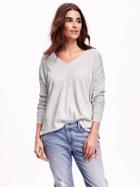 Old Navy Boxy Scoop Neck Sweater - Light Heather Gray