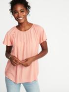 Old Navy Womens Lightweight Flutter-sleeve Top For Women Peach Grove Size Xs