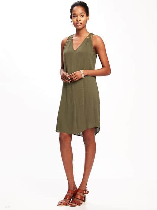Old Navy Crochet Strap V Neck Shift Dress For Women - I Think Olive