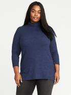 Old Navy Womens Plush-knit Plus-size Turtleneck Tunic Lost At Sea Navy Size 1x