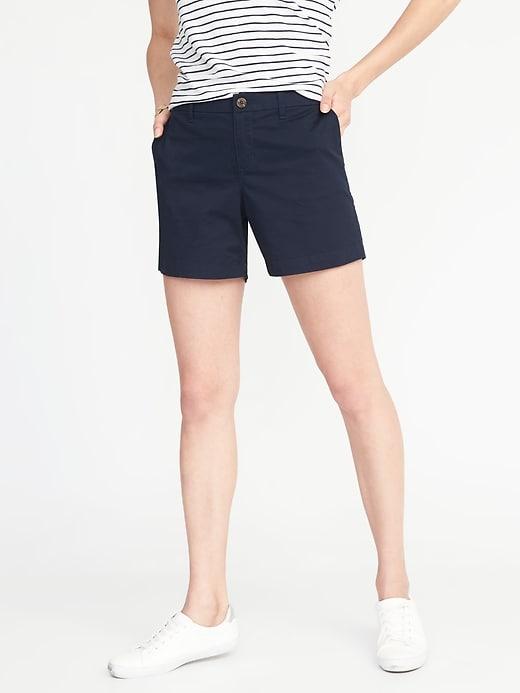 Old Navy Womens Mid-rise Everyday Twill Shorts For Women (5) In The Navy Size 10