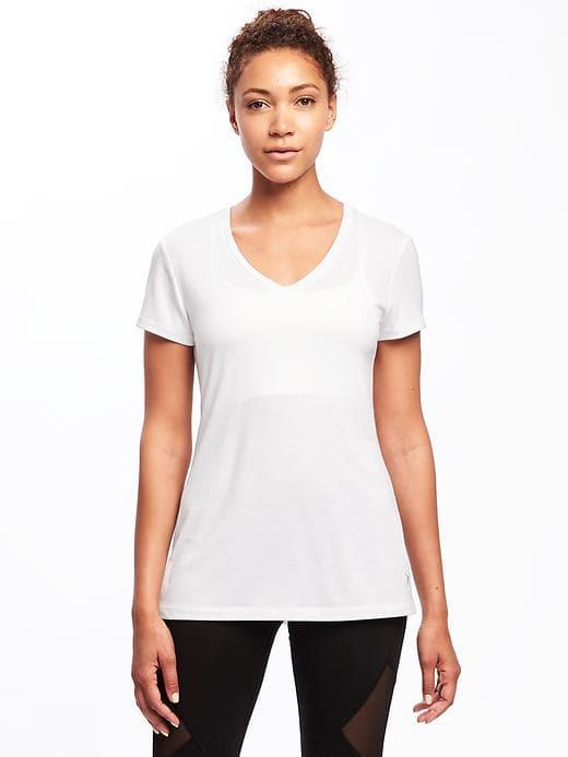 Old Navy Womens Ultra-light V-neck Performance Tee For Women Bright White Size Xl