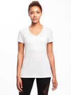 Old Navy Womens Ultra-light V-neck Performance Tee For Women Bright White Size Xl