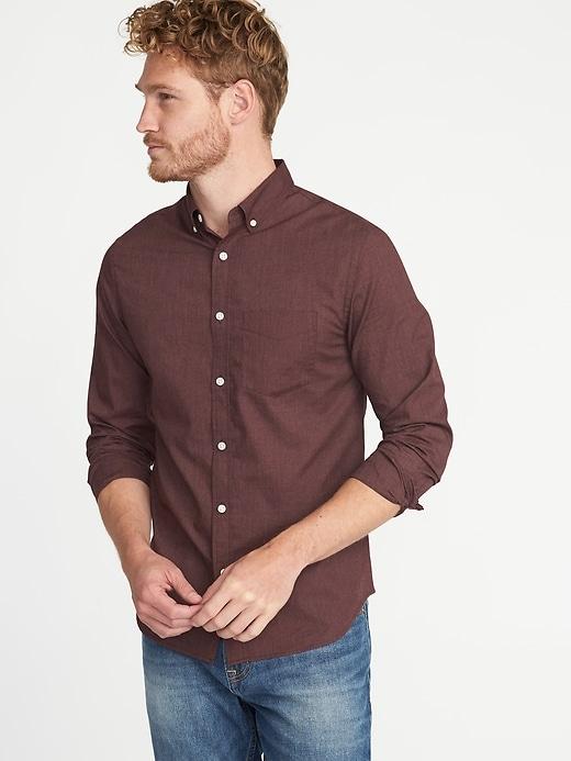 Old Navy Mens Slim-fit Poplin Shirt For Men Red Wine Vinegar Size Xxl