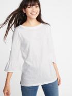 Old Navy Womens Ruffle-sleeve Mariner Top For Women Cream Size S
