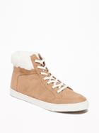 Old Navy Womens Faux-suede Sherpa-trim High-tops For Women Caramel Size 6