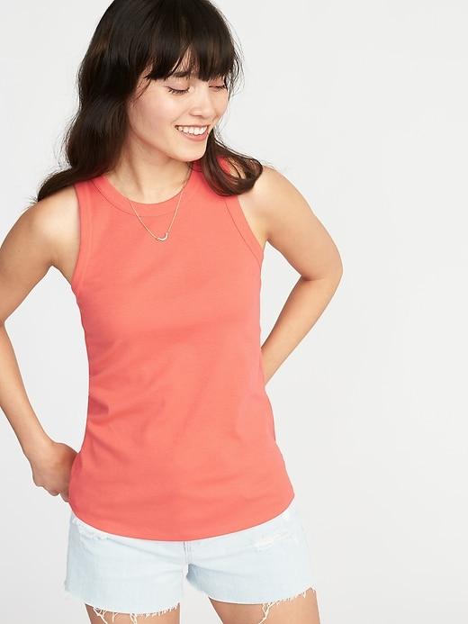 Old Navy Womens Slim-fit High-neck Sleeveless Tee For Women Briquette Size Xl
