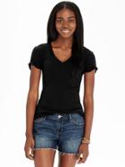 Old Navy Womens Fitted V Neck Tees Size L Tall - Blackjack