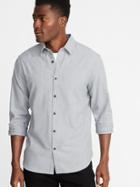 Old Navy Mens Slim-fit Textured Pattern Shirt For Men Heather Gray Herringbone Size M