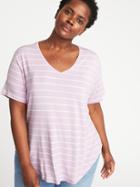 Old Navy Womens Luxe Curved-hem Plus-size V-neck Tee Light Purple Stripe Size 2x
