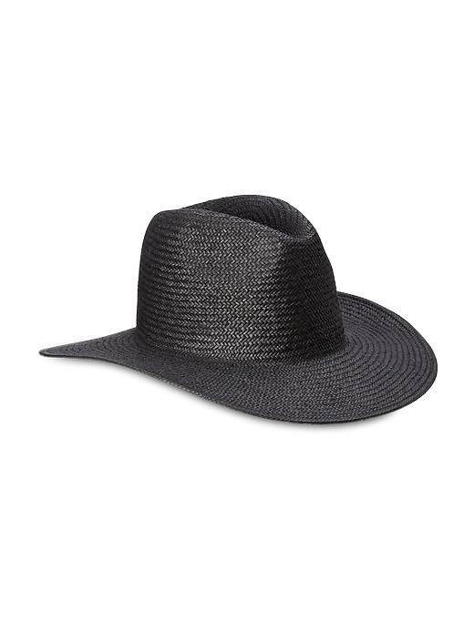Old Navy Wide Brim Straw Panama Hat For Women - Black T