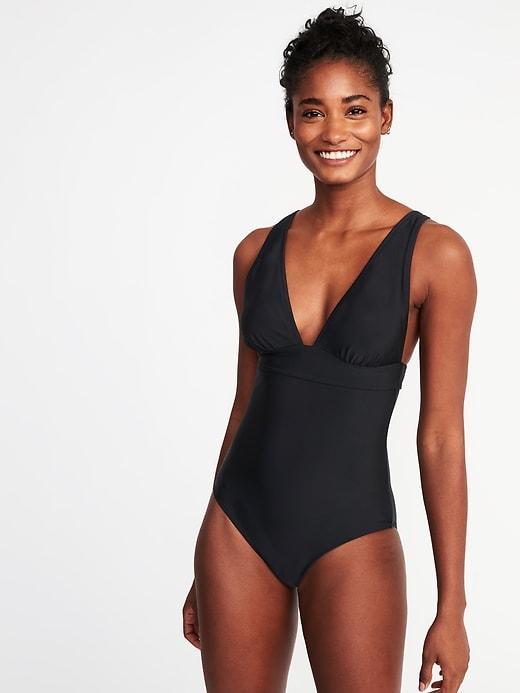 Old Navy Womens V-neck Swimsuit For Women Ebony Size S
