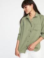 Old Navy Womens Relaxed Tencel Shirt For Women Olive Through This Size L