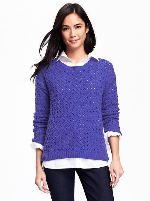 Old Navy Hi Lo Honeycomb Stitch Sweater For Women - Ultraviolet