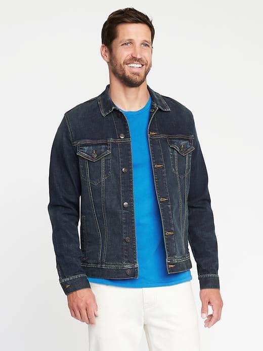 Old Navy Built In Flex Denim Jacket For Men - Dark Wash