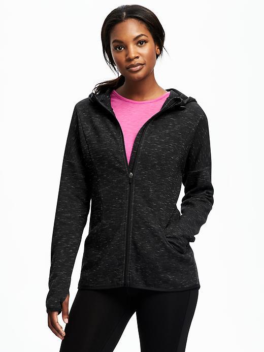 Old Navy Go Dry Tech Fleece Full Zip Hoodie For Women - Black
