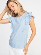 Relaxed Ruffle-trim Textured-dot Top For Women