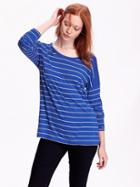 Old Navy Womens Shoulder Panel Slub Knit Tees Size L Tall - Blue Stripe