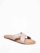 Old Navy Womens Faux-leather Cross-strap Slide Sandals For Women Blush Size 7