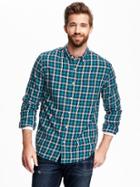 Old Navy Slim Fit Plaid Shirt For Men - Turq Multi