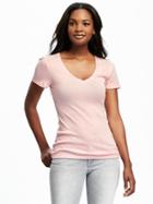 Old Navy Fitted V Neck Tee For Women - Pink Sky